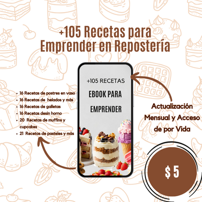 E-book +105 Recetas para Emprender en Repostería